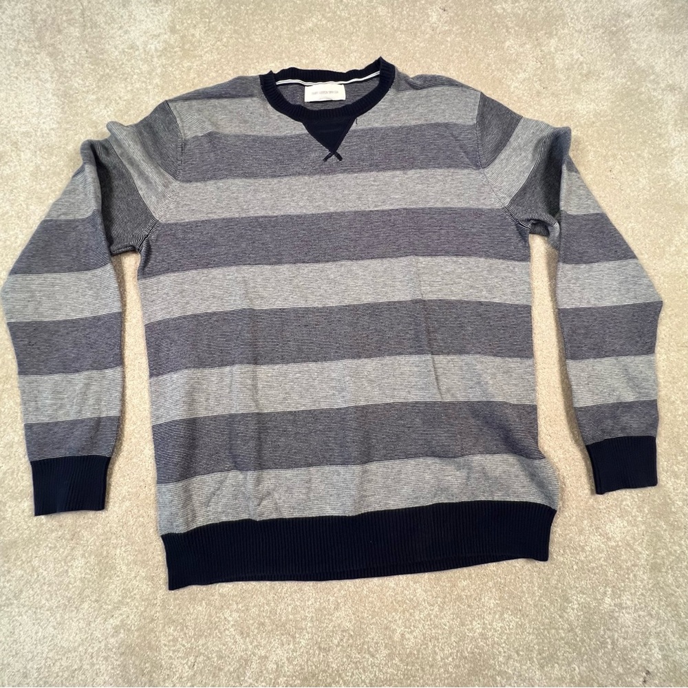 Frederik Anderson Copenhagen Striped Blue/Gray Long Sleeve Cotton‎ Shirt Men's L